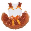 White Baby Pettitop Orange Sequins Ruffles Orange Bows & Orange Bling Sequins Newborn Pettiskirt NG1846